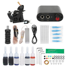 (US Plug) Tattoo-Starterset mit 6 Tinten, Netzteil