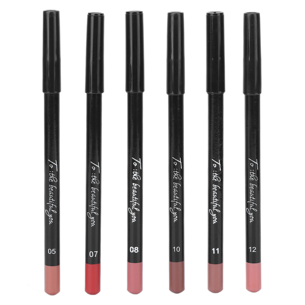 (#03) 6pcs Waterproof Matte Lip Liner Pencil Pigmented #02
