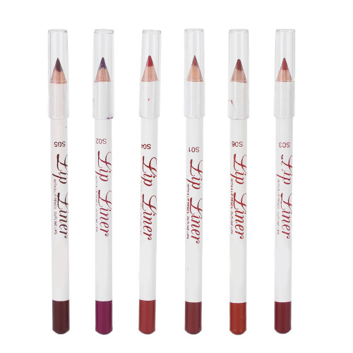 (#01) 6pcs waterproof matte pigmented lip liner pencil #02