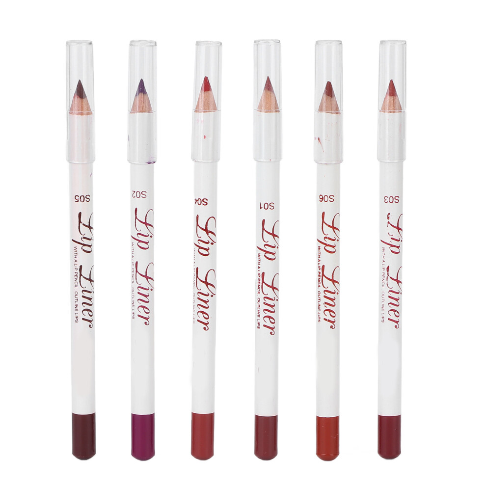 (#01) 6pcs Waterproof Matte Lip Liner Pencil Pigmented #02