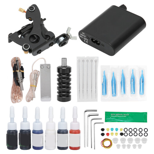 (US Plug) Tattoo-Starterset mit 6 Tinten, Netzteil 1