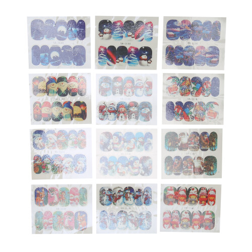12 Sheets Christmas Nail Art Stickers Decals 1