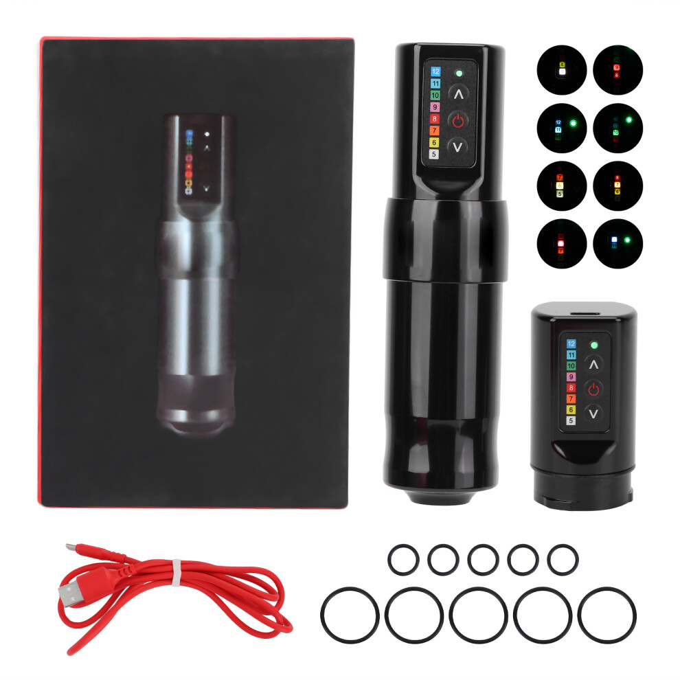 Black (Black) Wireless Tattoo Pen Machine Adjustable Voltage Coreless Motor