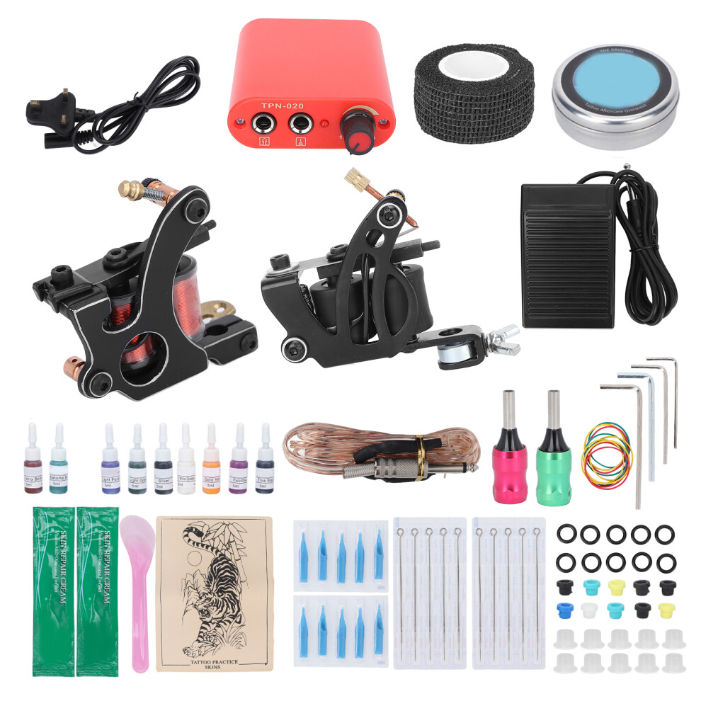 (UK Plug) Tattoo Kit Tattoo Gun Power Supply 90-265V UK Plug for Beginners