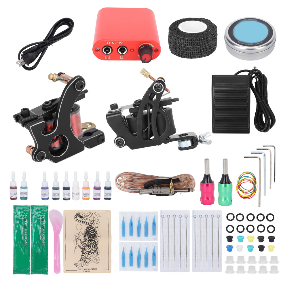 (US Plug) Tattoo Kit Tattoo Gun Power Supply 90-265V UK Plug for Beginners