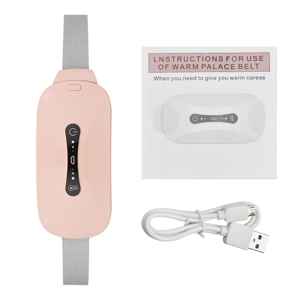 Pink Menstrual Heating Pad Usb Cordless 3 Heat Vibration Modes