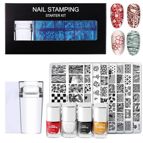 Nail Stamping Plate Stamper Scraper Print Template Set