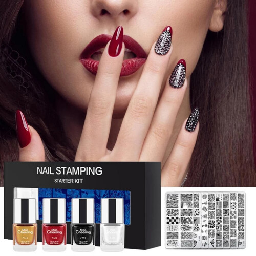 Nail Stamping Plate Stamper Scraper Print Template Set 2