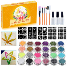 Glitter-Tattoo-Set, 24 Farben, temporär, für Kinder