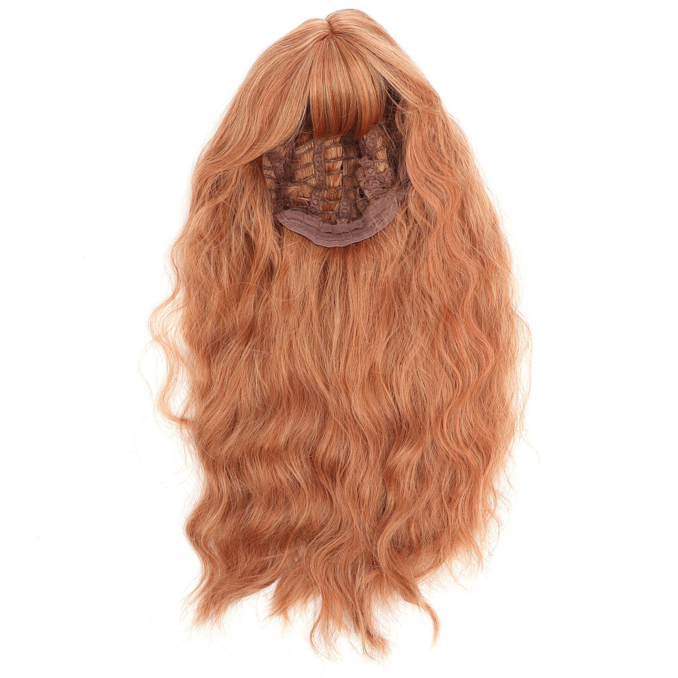 Unisex Golden Long Wavy Synthetic Curly Wig For Women