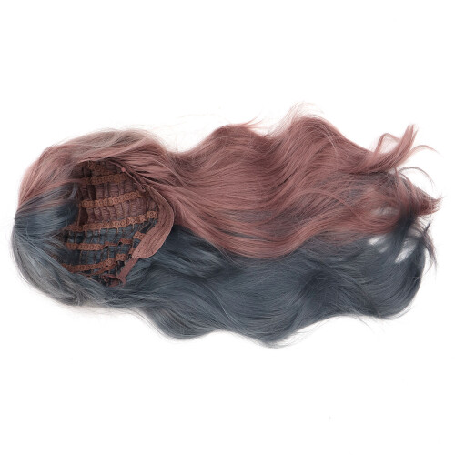 Synthetische Perücke lang flauschig mit Pony 2
