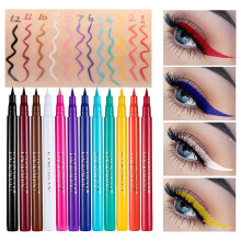12 Color Smudge Proof Liquid Eyeliner Pen Quick Dry Matte