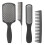 (Black Box Packed) 4pcs Hair Comb Set Wide Fine Teeth Detangling 1
