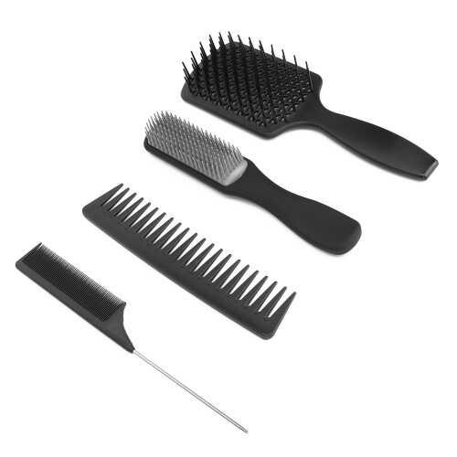 (Black Box Packed) 4pcs Hair Comb Set Wide Fine Teeth Detangling 2