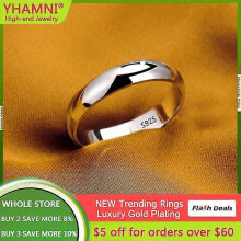 (9) S925 Stamped White Gold Color Tibetan Silver Ring Simple 4mm Stanless Steel Rings For Men Women Couple Gift Jewelry Accessories