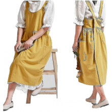 (Yellow) Cotton Linen Apron Adjustable Bib Apron Waist Kitchen Aprons Yellow (baifus)
