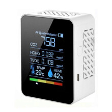 (White) Multifunctional 5in1 CO2 Meter Digital Temperature Humidity Tester Carbon Dioxide Detector Air Quality Monitor