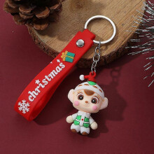 (Natural Black) Christmas Keychain Cute Soft Rubber Gingerbread Man Christmas Tree Deer Snowman Santa Pendant Key Chain Christmas Jewelry Gifts