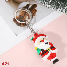 (Orange) Christmas Keychain Cute Soft Rubber Gingerbread Man Christmas Tree Deer Snowman Santa Pendant Key Chain Christmas Jewelry Gifts