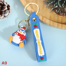 (Black) Christmas Keychain Cute Soft Rubber Gingerbread Man Christmas Tree Deer Snowman Santa Pendant Key Chain Christmas Jewelry Gifts