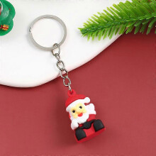 (Dark purple) Christmas Keychain Cute Soft Rubber Gingerbread Man Christmas Tree Deer Snowman Santa Pendant Key Chain Christmas Jewelry Gifts