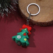 (Violet) Christmas Keychain Cute Soft Rubber Gingerbread Man Christmas Tree Deer Snowman Santa Pendant Key Chain Christmas Jewelry Gifts