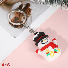 (Purple) Christmas Keychain Cute Soft Rubber Gingerbread Man Christmas Tree Deer Snowman Santa Pendant Key Chain Christmas Jewelry Gifts