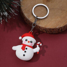 (Light Khaki) Christmas Keychain Cute Soft Rubber Gingerbread Man Christmas Tree Deer Snowman Santa Pendant Key Chain Christmas Jewelry Gifts