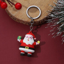 (multi) Christmas Keychain Cute Soft Rubber Gingerbread Man Christmas Tree Deer Snowman Santa Pendant Key Chain Christmas Jewelry Gifts
