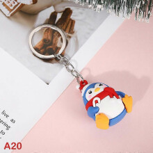 (Auburn) Christmas Keychain Cute Soft Rubber Gingerbread Man Christmas Tree Deer Snowman Santa Pendant Key Chain Christmas Jewelry Gifts