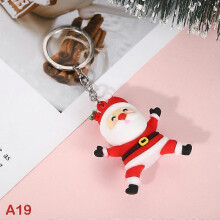 (Ivory) Christmas Keychain Cute Soft Rubber Gingerbread Man Christmas Tree Deer Snowman Santa Pendant Key Chain Christmas Jewelry Gifts