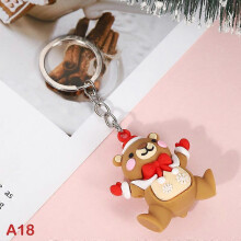 (Gold) Christmas Keychain Cute Soft Rubber Gingerbread Man Christmas Tree Deer Snowman Santa Pendant Key Chain Christmas Jewelry Gifts