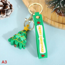 (Dark Grey) Christmas Keychain Cute Soft Rubber Gingerbread Man Christmas Tree Deer Snowman Santa Pendant Key Chain Christmas Jewelry Gifts