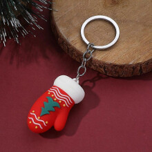 (Coffee) Christmas Keychain Cute Soft Rubber Gingerbread Man Christmas Tree Deer Snowman Santa Pendant Key Chain Christmas Jewelry Gifts
