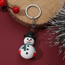 (Dark Khaki) Christmas Keychain Cute Soft Rubber Gingerbread Man Christmas Tree Deer Snowman Santa Pendant Key Chain Christmas Jewelry Gifts