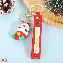 (Dark pink) Christmas Keychain Cute Soft Rubber Gingerbread Man Christmas Tree Deer Snowman Santa Pendant Key Chain Christmas Jewelry Gifts