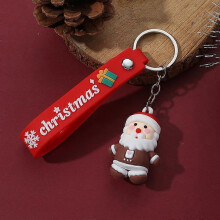 (Navy Blue) Christmas Keychain Cute Soft Rubber Gingerbread Man Christmas Tree Deer Snowman Santa Pendant Key Chain Christmas Jewelry Gifts