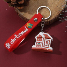 (Glazed) Christmas Keychain Cute Soft Rubber Gingerbread Man Christmas Tree Deer Snowman Santa Pendant Key Chain Christmas Jewelry Gifts