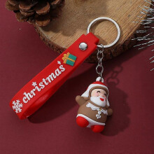 (Violet-Pink) Christmas Keychain Cute Soft Rubber Gingerbread Man Christmas Tree Deer Snowman Santa Pendant Key Chain Christmas Jewelry Gifts