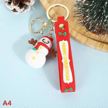 (Khaki) Christmas Keychain Cute Soft Rubber Gingerbread Man Christmas Tree Deer Snowman Santa Pendant Key Chain Christmas Jewelry Gifts