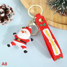 (1pcs) Christmas Keychain Cute Soft Rubber Gingerbread Man Christmas Tree Deer Snowman Santa Pendant Key Chain Christmas Jewelry Gifts