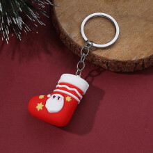 (Dark Blue) Christmas Keychain Cute Soft Rubber Gingerbread Man Christmas Tree Deer Snowman Santa Pendant Key Chain Christmas Jewelry Gifts