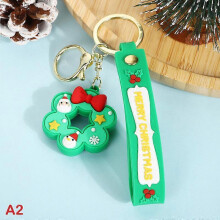 (champagne) Christmas Keychain Cute Soft Rubber Gingerbread Man Christmas Tree Deer Snowman Santa Pendant Key Chain Christmas Jewelry Gifts