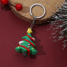 (Dark Orange) Christmas Keychain Cute Soft Rubber Gingerbread Man Christmas Tree Deer Snowman Santa Pendant Key Chain Christmas Jewelry Gifts