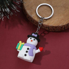 (Amy Green) Christmas Keychain Cute Soft Rubber Gingerbread Man Christmas Tree Deer Snowman Santa Pendant Key Chain Christmas Jewelry Gifts