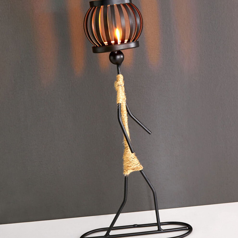 Unique Wrought Iron Candle Holder with Hemp Rope, Bar & Dining Decor-image-OPC-PMK8D9C-NEW