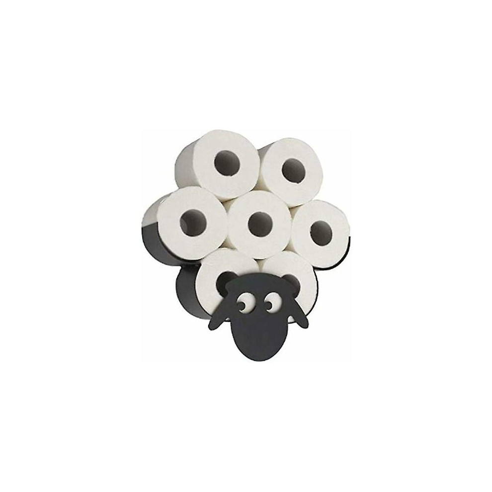 Kikidex (As Show, One Size) Animal Toilet Paper Holder Cute Animal Wall-Mounted Toilet Roll Holder Kitchen Bathroom Accessories Sheep Black