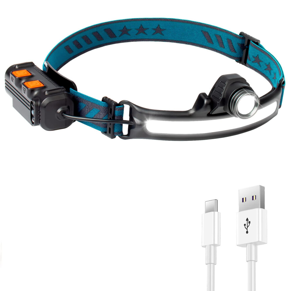 Kikidex (As Show, One Size) Rechargeable Led Headlamp, 2000Mah 500 Lumens 270 Lighting 6 Modes Usb-C Ipx4 Waterproof Cob Xpg