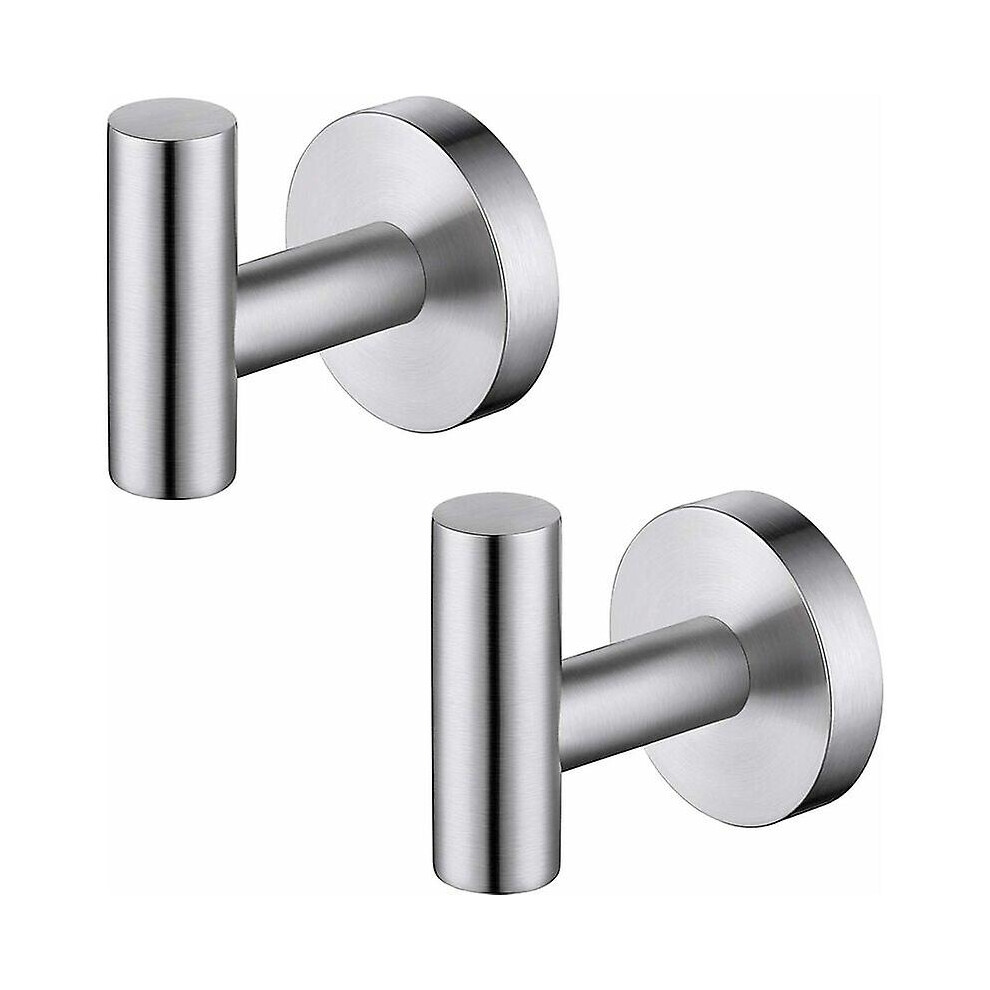 Kikidex (As Show, One Size) Bathroom Towel Holder Wall Hook Stainless Steel Sus304 Hook Rack Towel Hooks (Brushed*2)