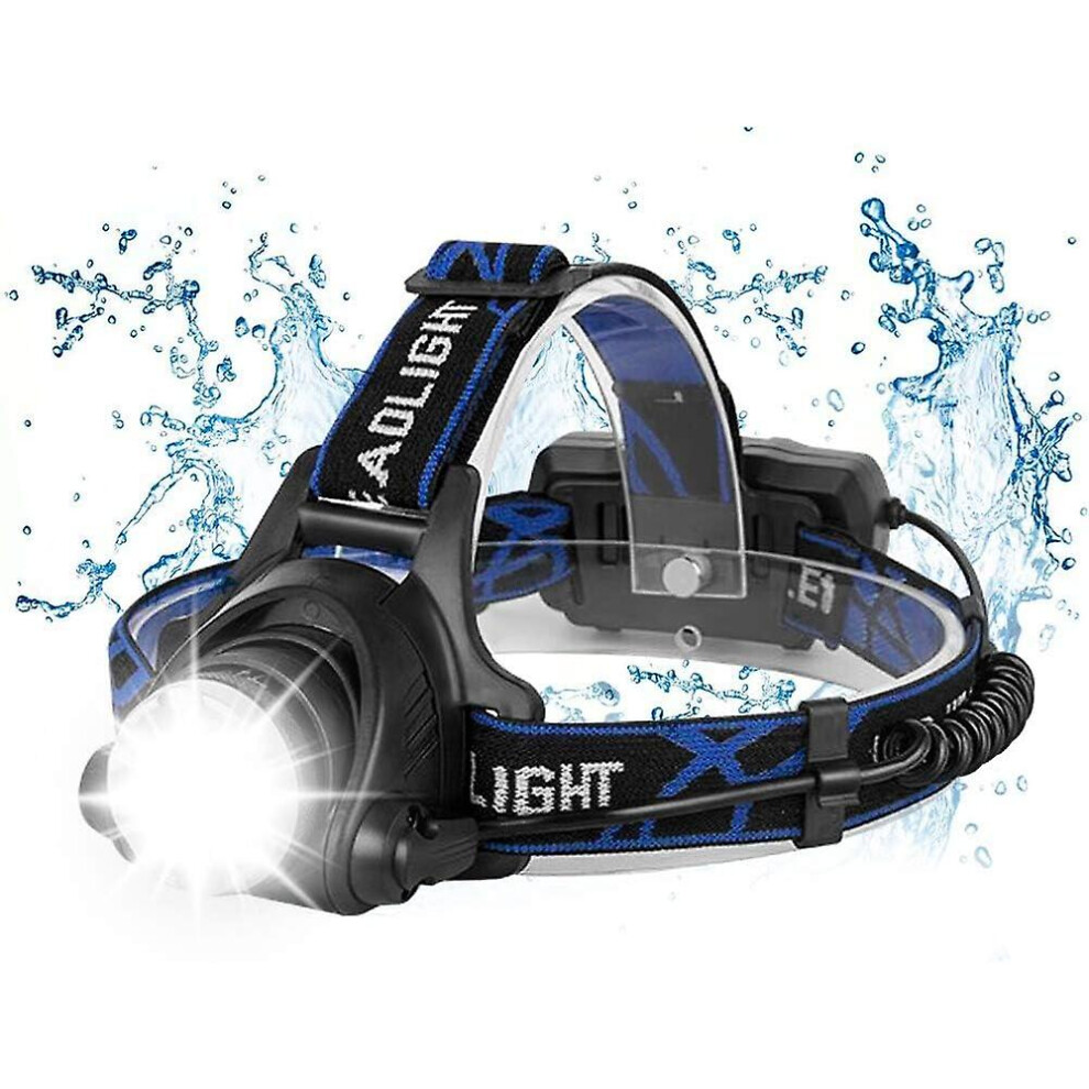 Kikidex (As Show, One Size) Headlamp, Rechargeable Led Torch, 10000Lm Headlamp With 3 Ing Modes With Usb Cable 2 18650 Batteries With Indicator Light